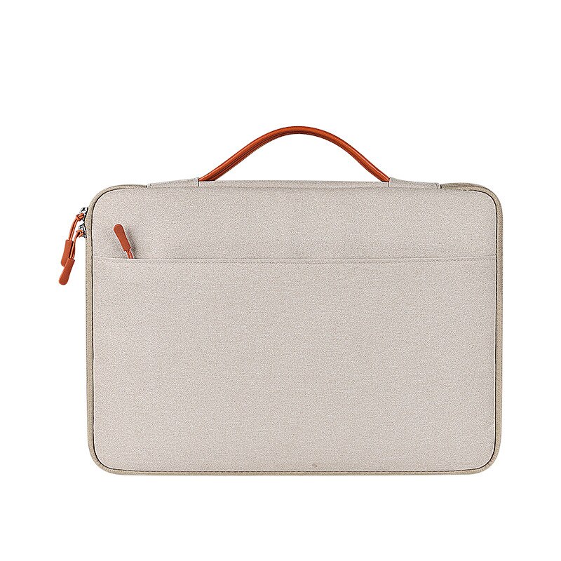 Tophigh Soft Laptop Sleeve Bag Voor Macbook Pro Air 13.3 14 15.4 Inch Business Notebook Canvas Cover Case: Khaki / 14-15.4inch