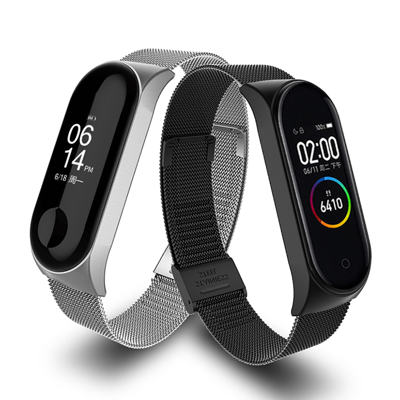 Bracelet de poignet de Bracelet pour Xiaomi Mi bande 3 MiBand 4 Bracelet en métal Bracelet en acier inoxydable Bracelet en option couleur