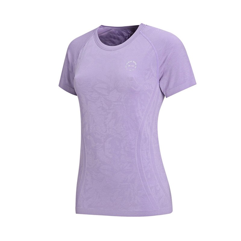 361 Degrees Womens Training Short Sleeve T-Shirt Elastic O-Neck Slim Sports Tops (Purple) W562014102-1I: M