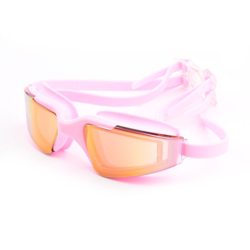 Lunettes de natation pour adultes, Anti-buée, en Silicone, étanche, professionnelles, pour la plongée dans la piscine, pour hommes et femmes: Pink