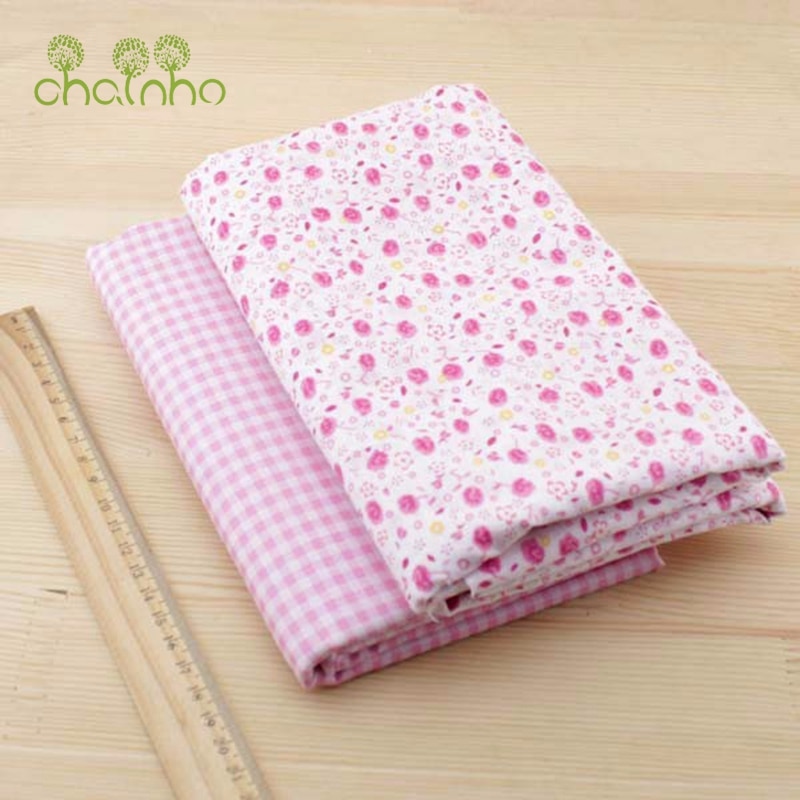 Dunne Katoenen Stof Patchwork Voor Naaien Plakboek Doek Fat Quarters Tissue Voor Quilt Handwerken Patroon 50*50Cm Roze 7Pcs