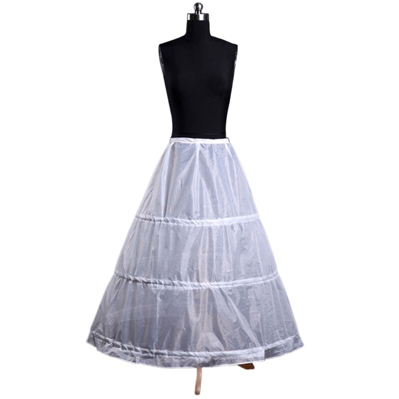 Womens A-Line Full Length 3 Hoops Petticoat Wedding Slips Crinoline Underskirt