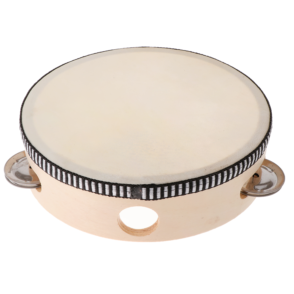 Hand Held Tambourine Drum with Metal Jingles Percussion Musical Instruments Toys for Church Party Dance (6inch)