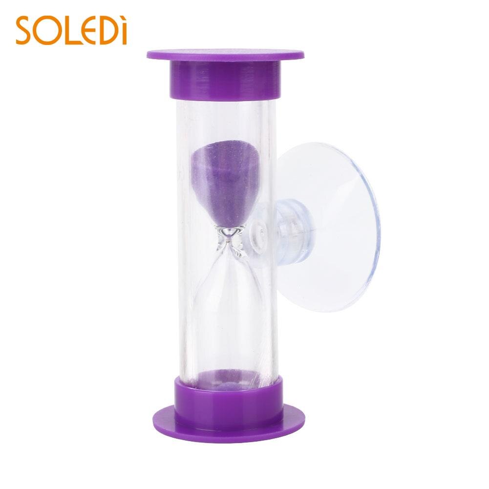 SOLEDI ABS le plus Mini 3 Minutes sablier douche minuterie coloré jouet sablier horloge de sable pratique avec succion Dorpshipping: purple