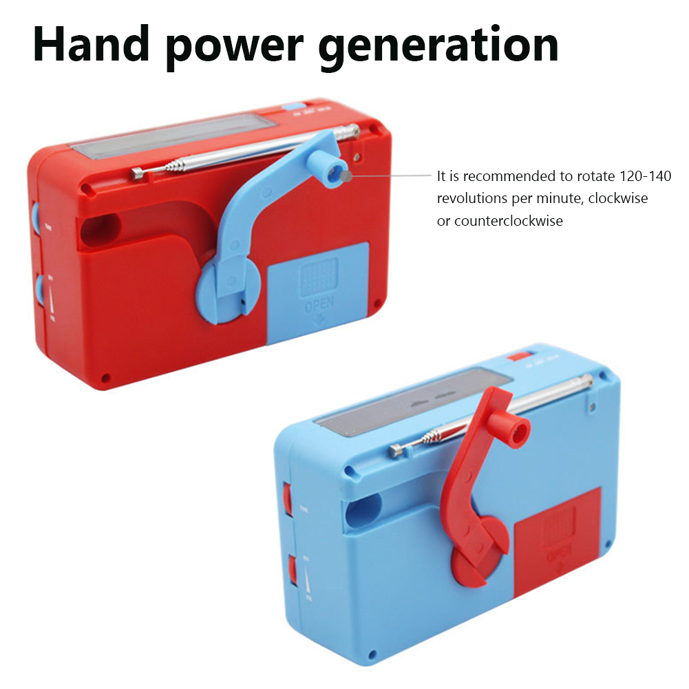 Hand Crank Emergency Solar Powered Radio 2000mAh Phone Charger Camping Flashlight AM/FM/NOAA Weather Dynamo Generator