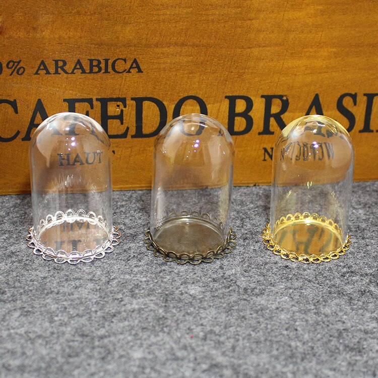2 PCS Kleine Prinz Rose Glas Dome Mit Anhänger Basis & Top Metall Kappe Glas Fläschchen Halskette anhänger Diy Schmuck finden
