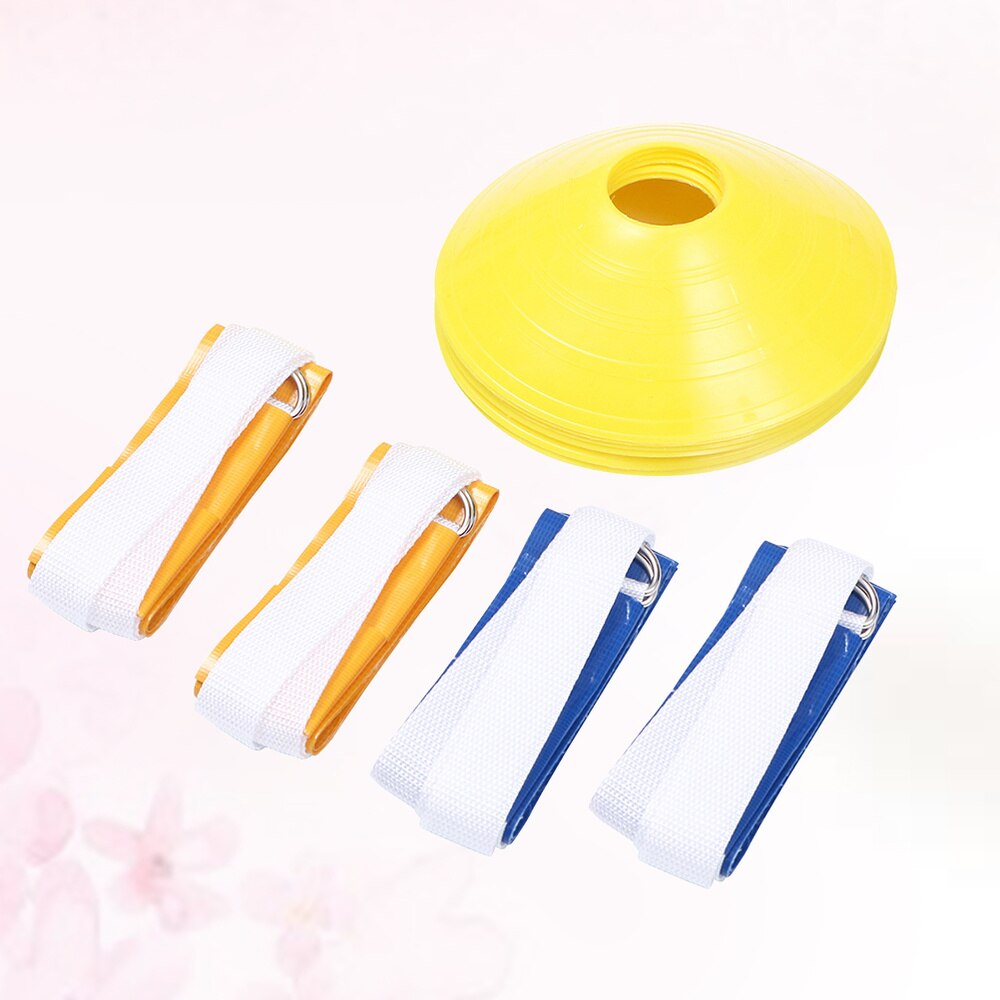 8 Pcs American Football Waist Belt Type Flag Rugby Training Ribbon Game Streamer Label Webbing Sign with 4 Dish Plate Cone Obsta