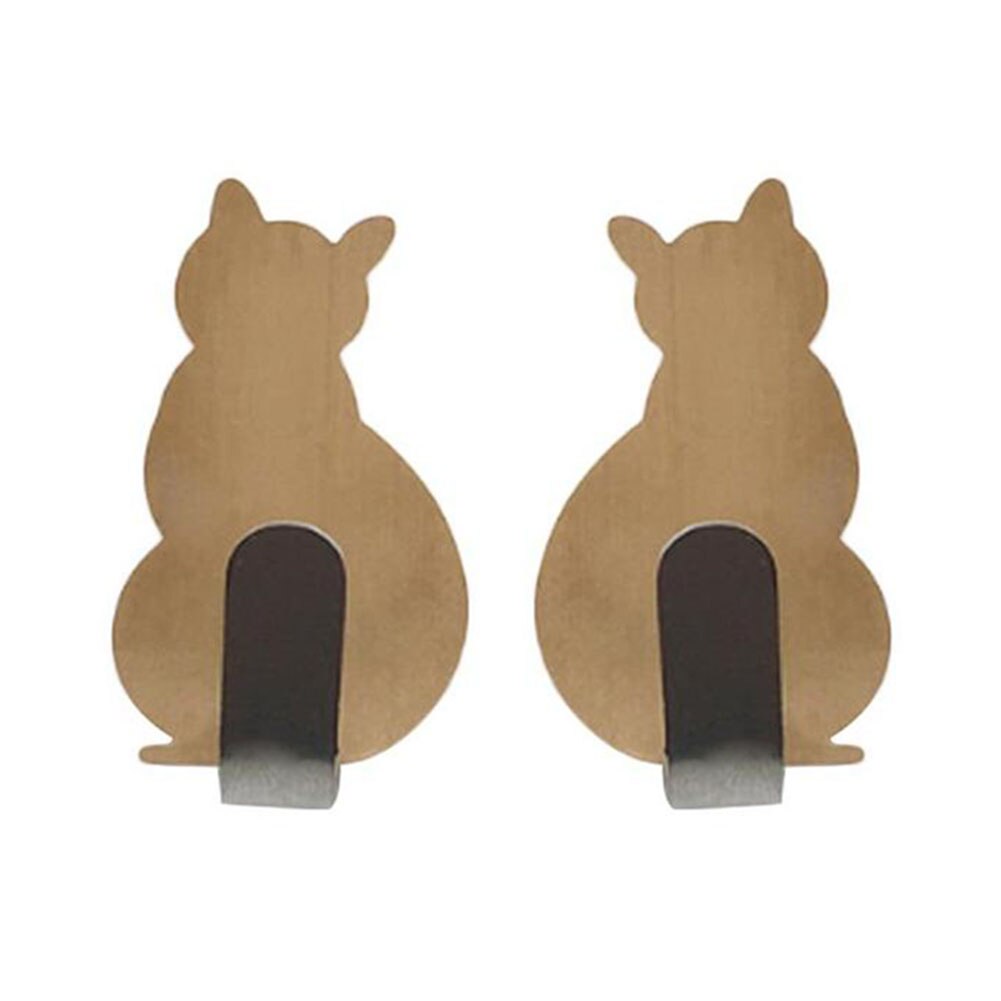 2 Stuks Sleutels Hanger Kat Staart Vormige Keuken Metalen Haak Sleutelhouder Muur Deur Hanger Decoratieve: Goud