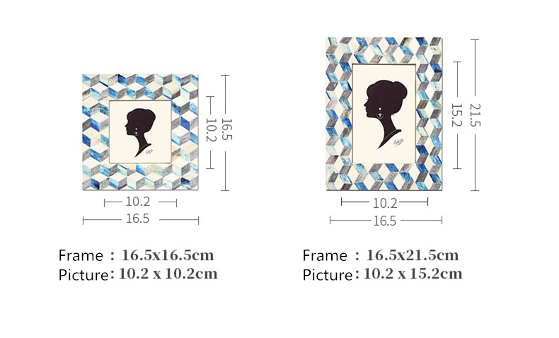 Ox Bone Material Geometric Pattern Photo Frame 1pcs Rectangle 4" 6" Picture Frame Home Decor Frames For Pictures