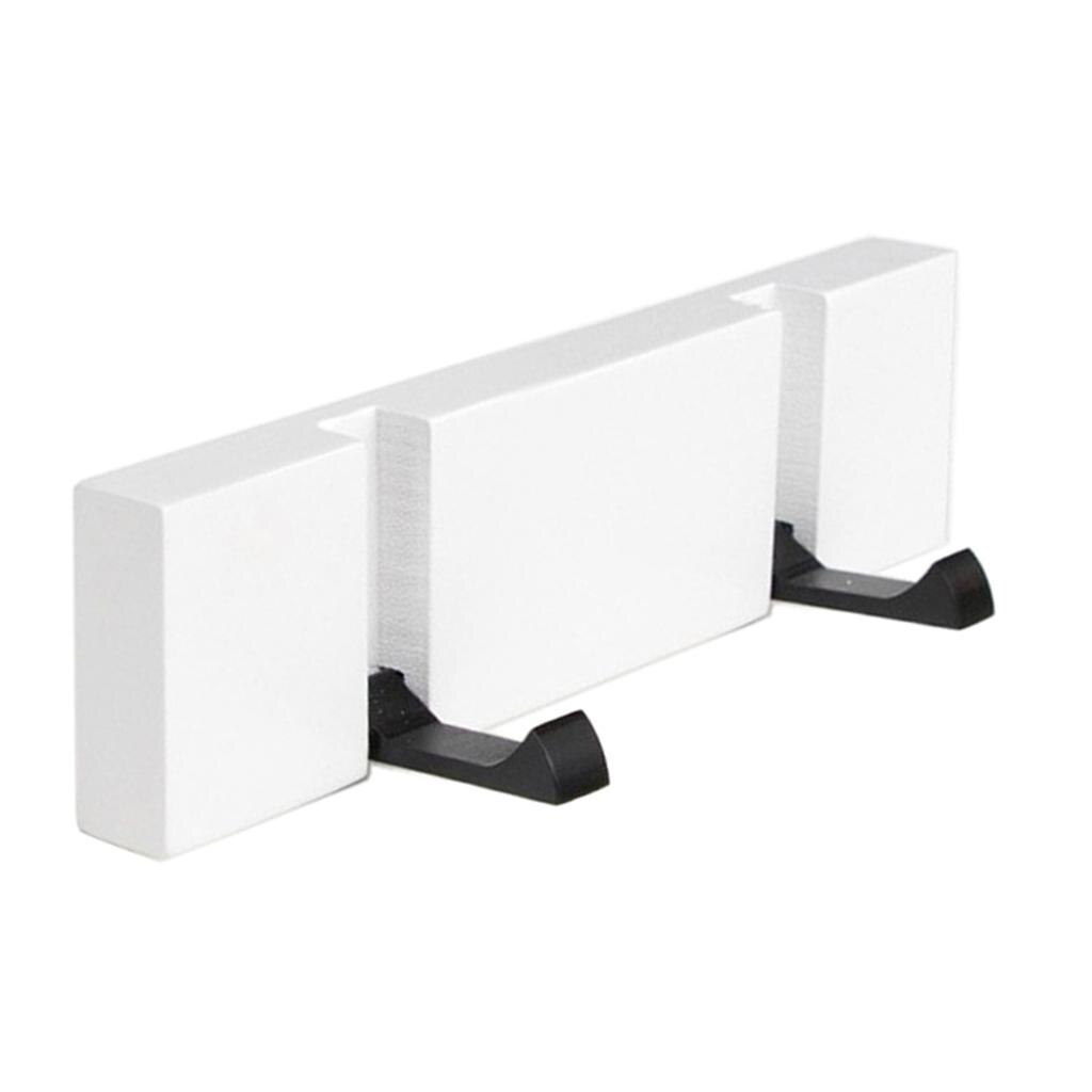 Folding Wooden Board Hooks Wall Door Hanger For Bathroom Robe Towel Coat Clothing Bedroom Kitchen - White 5 Hooks