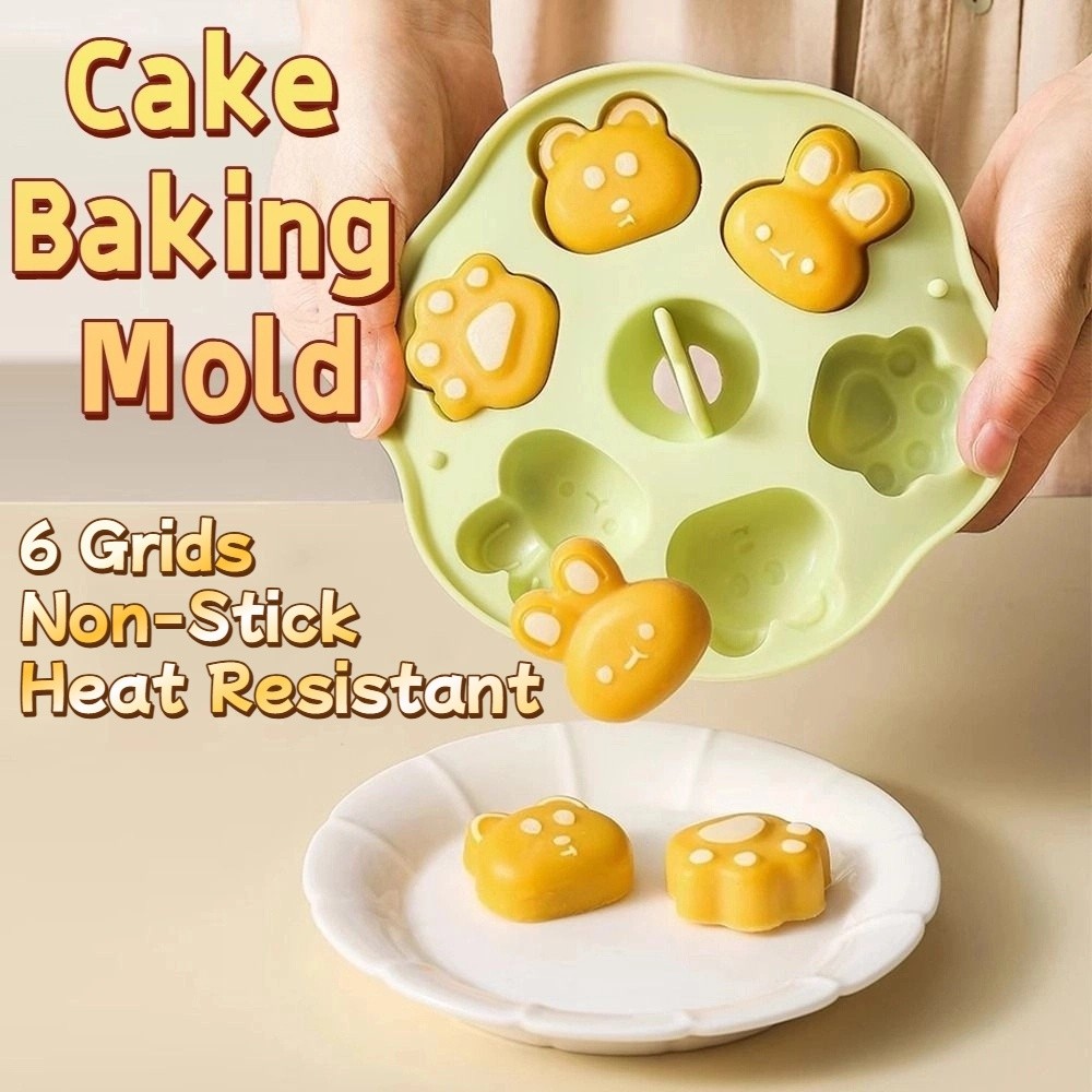 Baby Food Steamed Cake Mold 190ML 6 Grids Cartoon Baking Mold BPA Free Reusable Silicone Cake Mold Baking Supplies