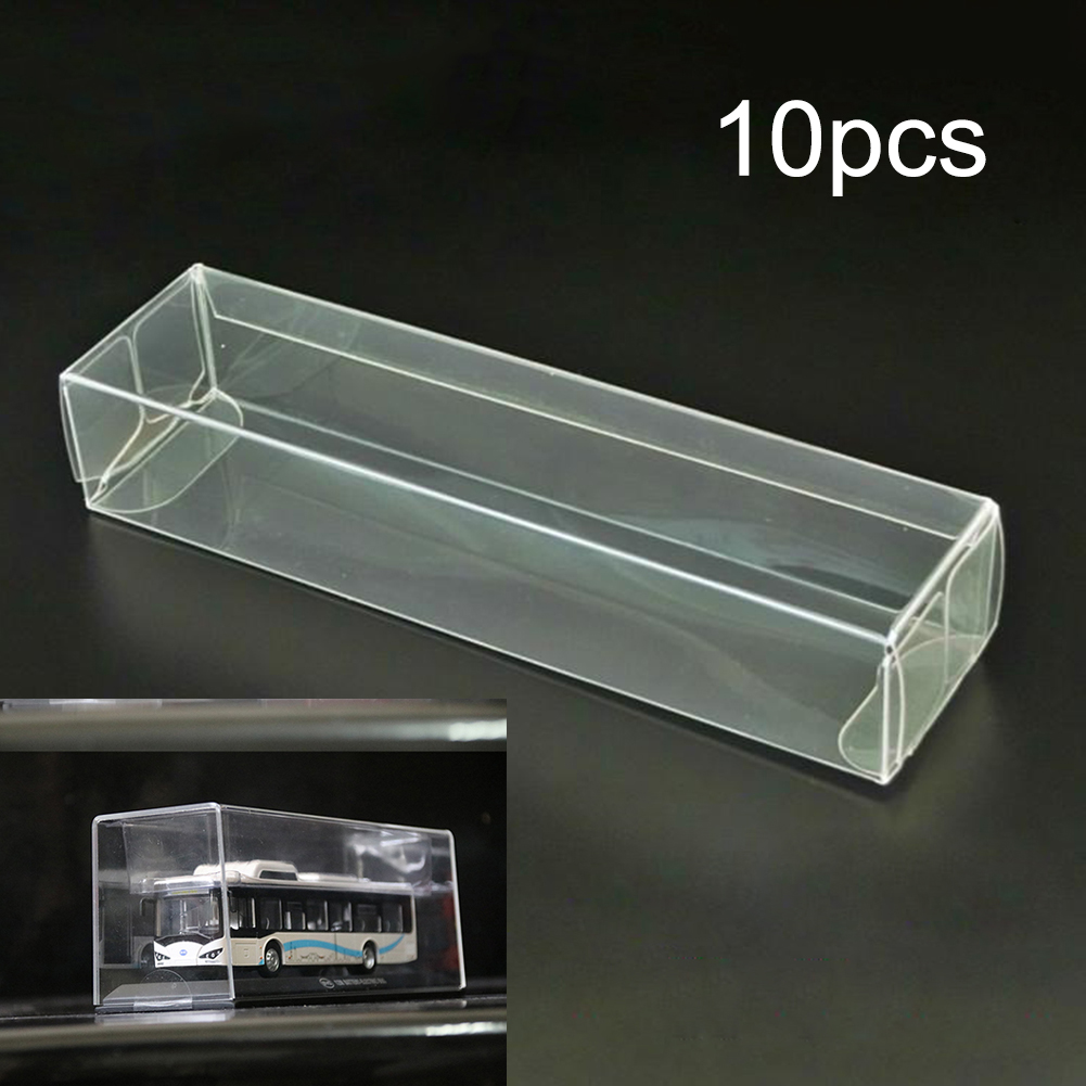 10 Pcs PVC Clear Toy Car Model 1/64 Dust Proof Display Protection Box: 30x40x162mm