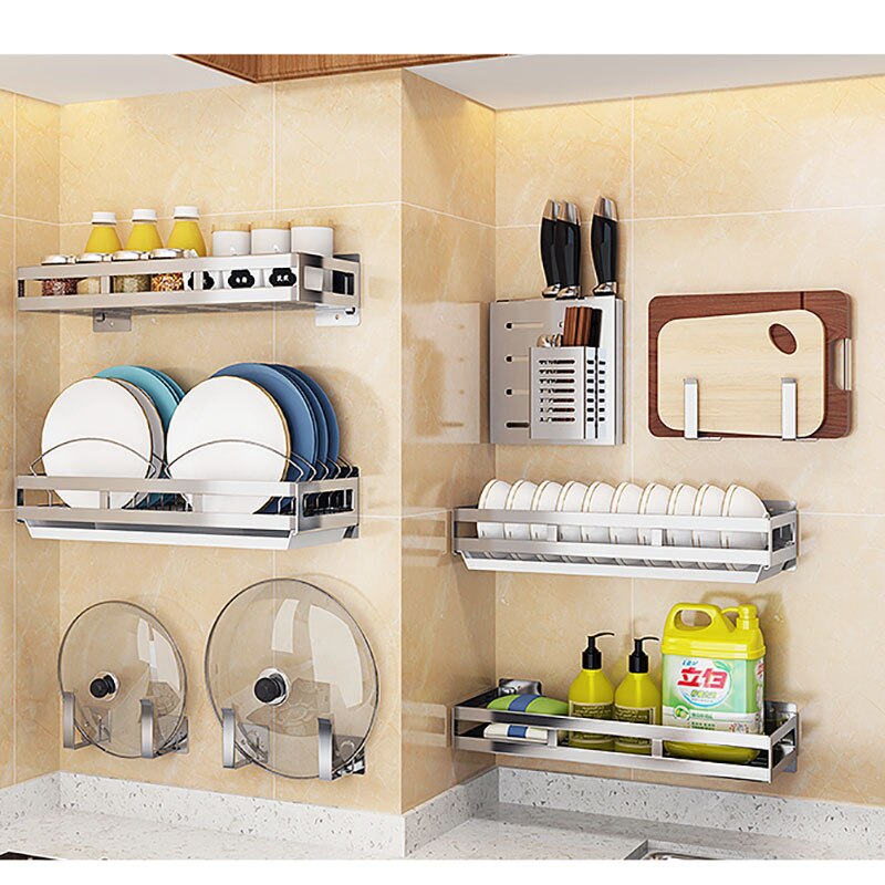 304 stainless steel kitchen rack, pot rack, wall-mounted punch-free cutting board, tool rack kitchen appliances