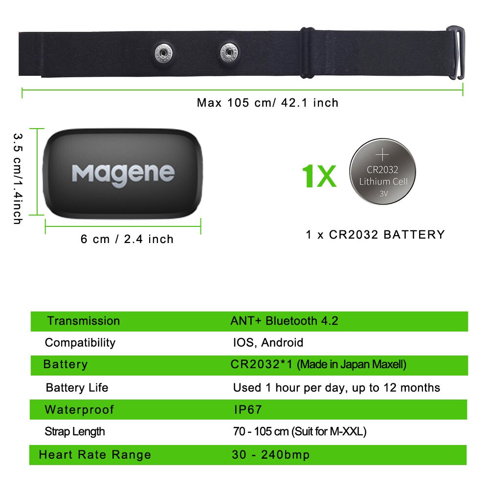 Magene H64 Hartslagmeter Borstband Ant + &amp; Bluetooth 4.0 Hartslagsensor IP67 Waterdichte Dual Modus Snelheid cadanssensor