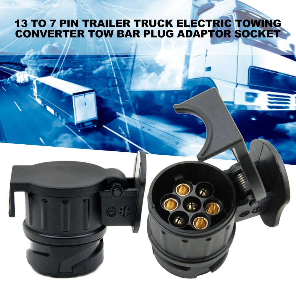 13 To 7 Pin Adapter 12V Converter Black Plastic Copper Car Phone Tow Bar Plug Adaptor Socket For Kind Of Car Trailer Truck