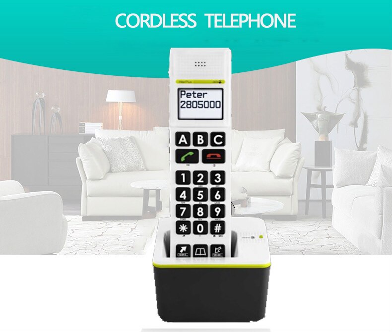 DECT Big Button Cordless Fixed Telephone With Big Screen Call ID Handsfree Wireless Fixed Phone For Home Hotel Elderly: Default Title