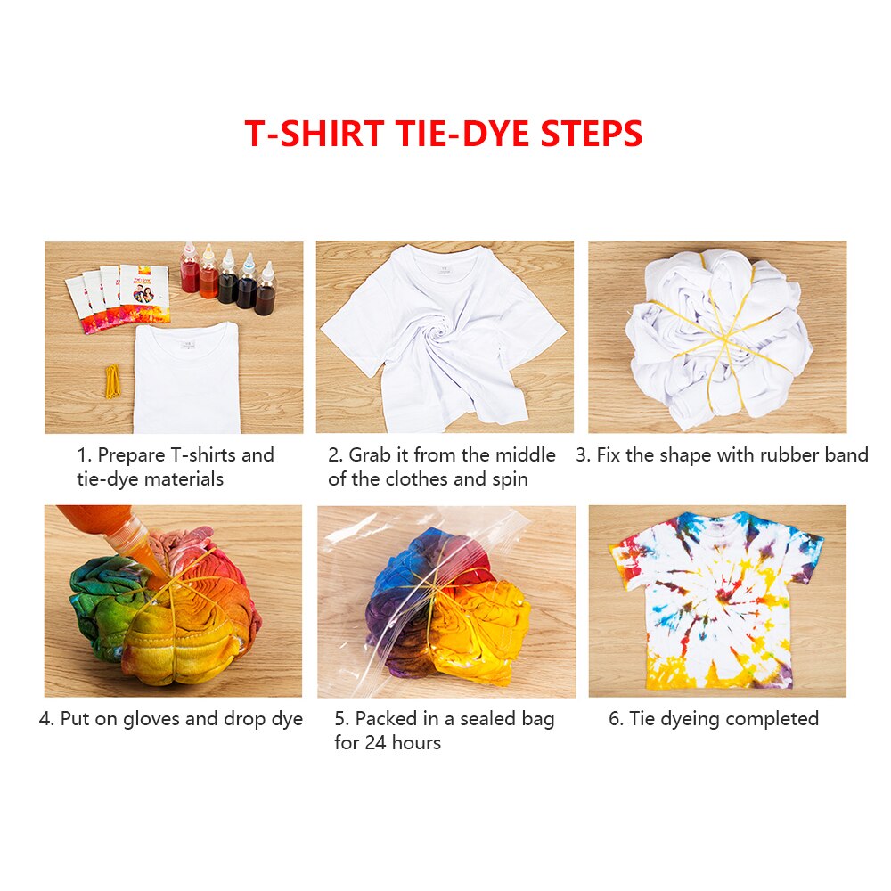 5 färger tie-dye kit bomull linne kläder färgämnen giftfri diy dye kit färg färger kläder för färgämnen målning verktyg