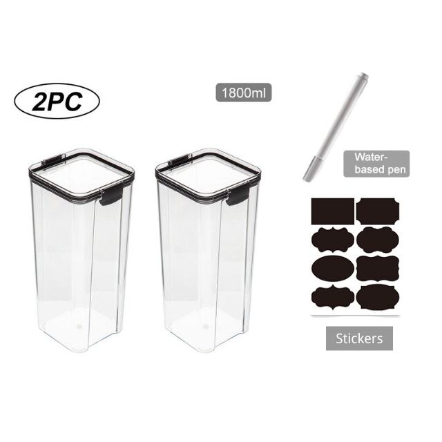 Kitchen Food Container Storage Box Food preservation box Pantry Organizer Breadbasket Fridge Storage Kitchen Organizer Supplies: 2pcs 1800ml