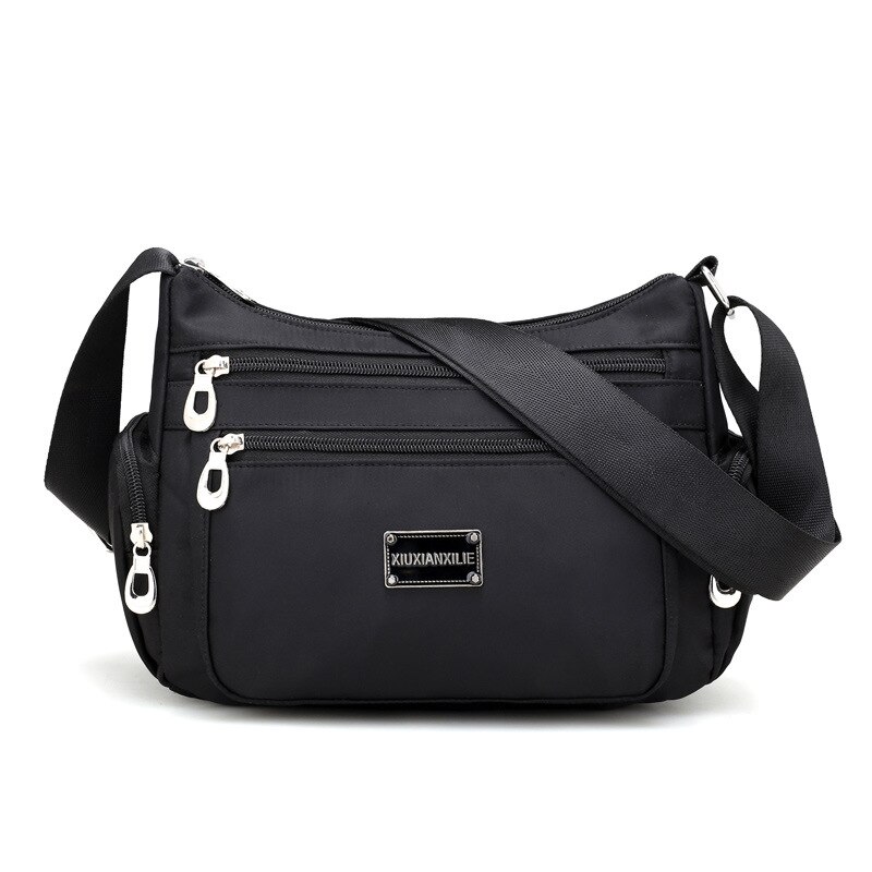 Vrouwen Schoudertas Lady Crossbody Tas Nylon Mode Vrouwen Hobos Messager Zak Aankomst Vrouwelijke Rits Tas zachte: Black