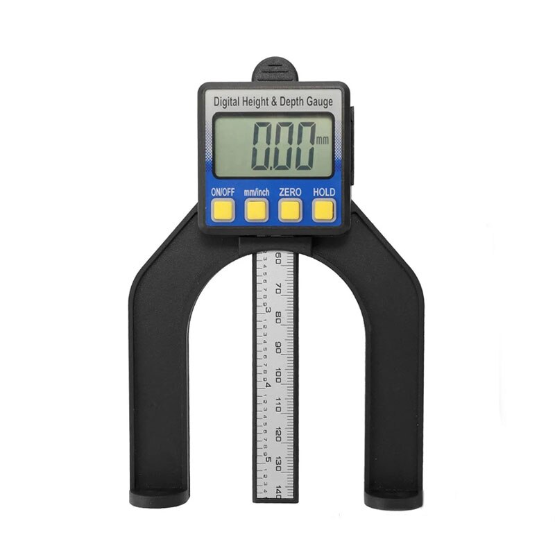 Jauge de profondeur numérique jauge de profondeur de la bande de roulement testeur d'étrier de hauteur outil de mesure LCD perceuses magnétiques ouverture autoportante 80mm: 4-button blue