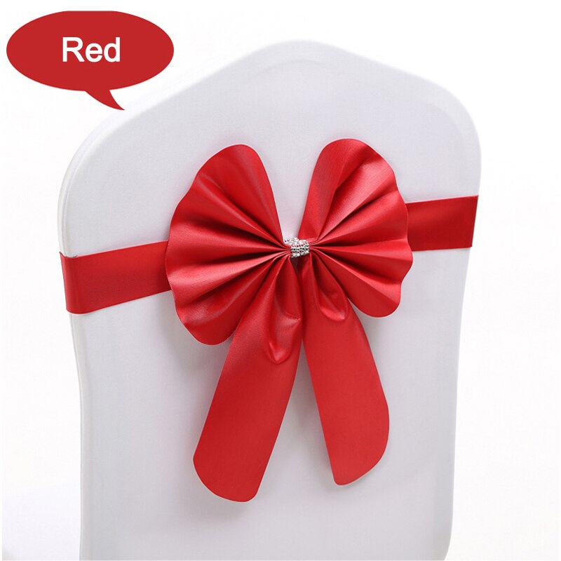 1 Stks/partij Stoel Cover Elastische Stoel Cover Stoel Terug Bloemen Boog Decoratie Hotel Bruiloft Stoel Terug: Rood