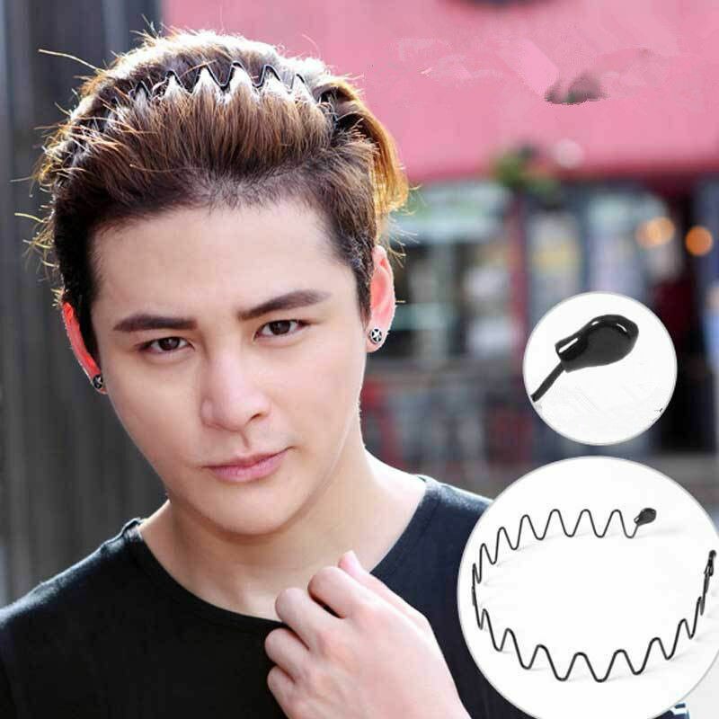 unisex männer Frauen Sport Welle Haar Band Metall Schwarz Hairband Stirnband Haarreif: D