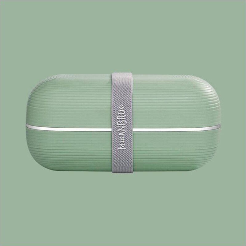 Dubbele Laag Lunch Box Bento Box Voor Student Kantoormedewerker Food Storage Container Box Magnetron Eenvoudige Stijl Draagbare Lekvrij: Green