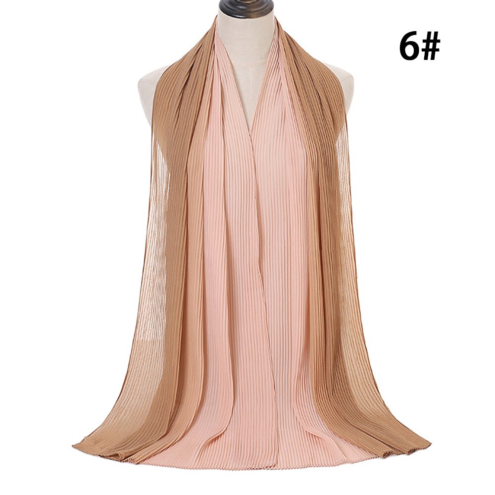 Ombre Chiffon Hijab Muslim Women Hijab Scarf Shawl Islam Headwrap Pleated Gradient Hijabs Shaded Crinkle Hijab Summer: 06