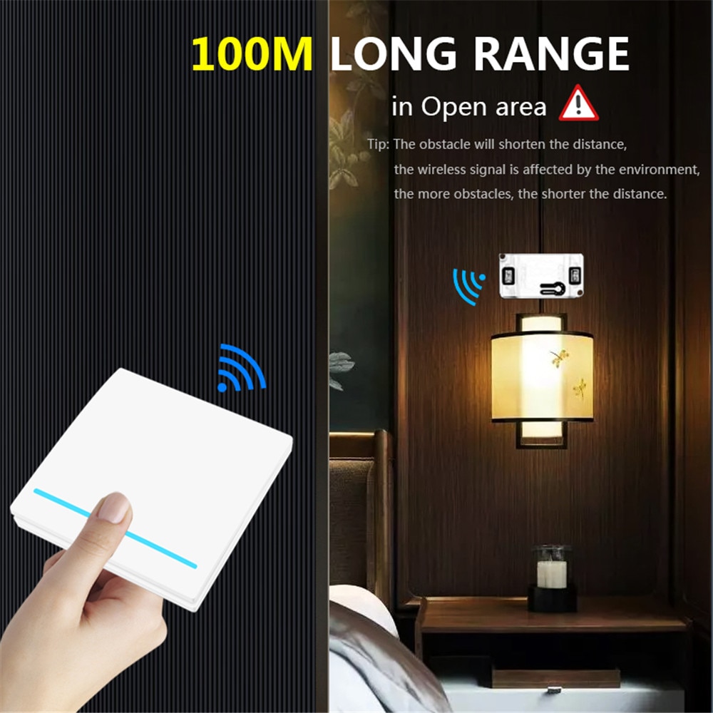 SMATRUL 433Mhz Wireless smart Light Switch RF Remote Control 1000W 50M AC 110V 220V Receiver Wall Panel push button Bedroom Lamp