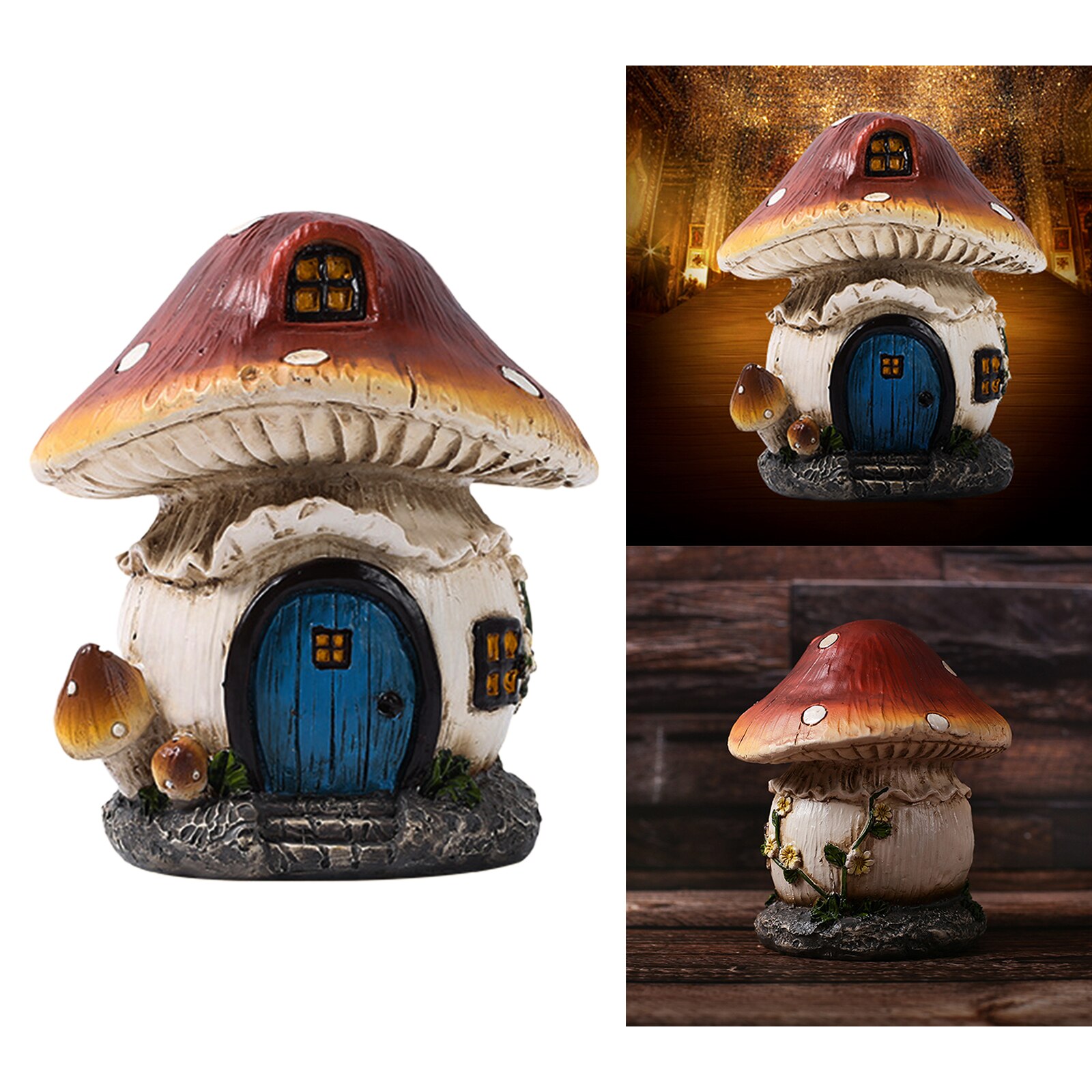 Vivid Garden Decor Mushroom Pathway Ornament Gnome House Gardeners