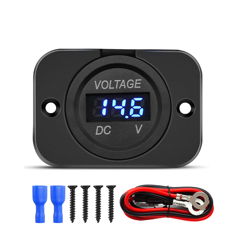 Digitaler Spannungsmesser, DC 12–24 V, wasserdicht, rundes Auto-Voltmeter mit LED-Digitalanzeigefeld für Auto, Motorrad, Stiefel, Wohnmobil: MULTI