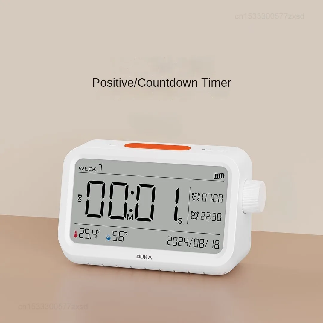 DUKA MT2 digitale klok, thermometer, vochtigheidsmeter, sensor, tijd, kalender, desktop multifunctionele klok met nachtlampje