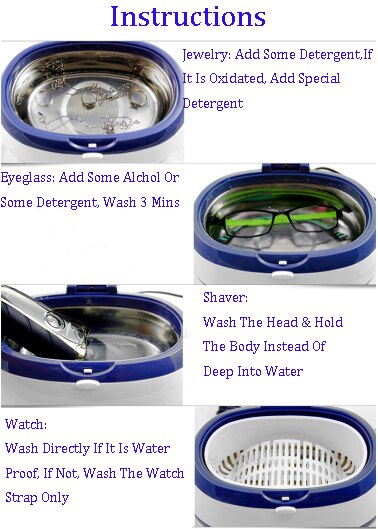 Ultrasonic Cleaning Machine Electrical Washer For Jewellery Glasses Watch Stainless Steel