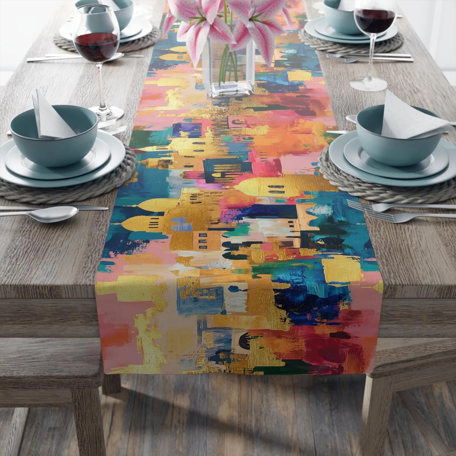 Judaica Jerusalem Art Tafelloper Katoen Joods Cadeau voor Home Decor Judaica Shabbat Israël Tafelloper