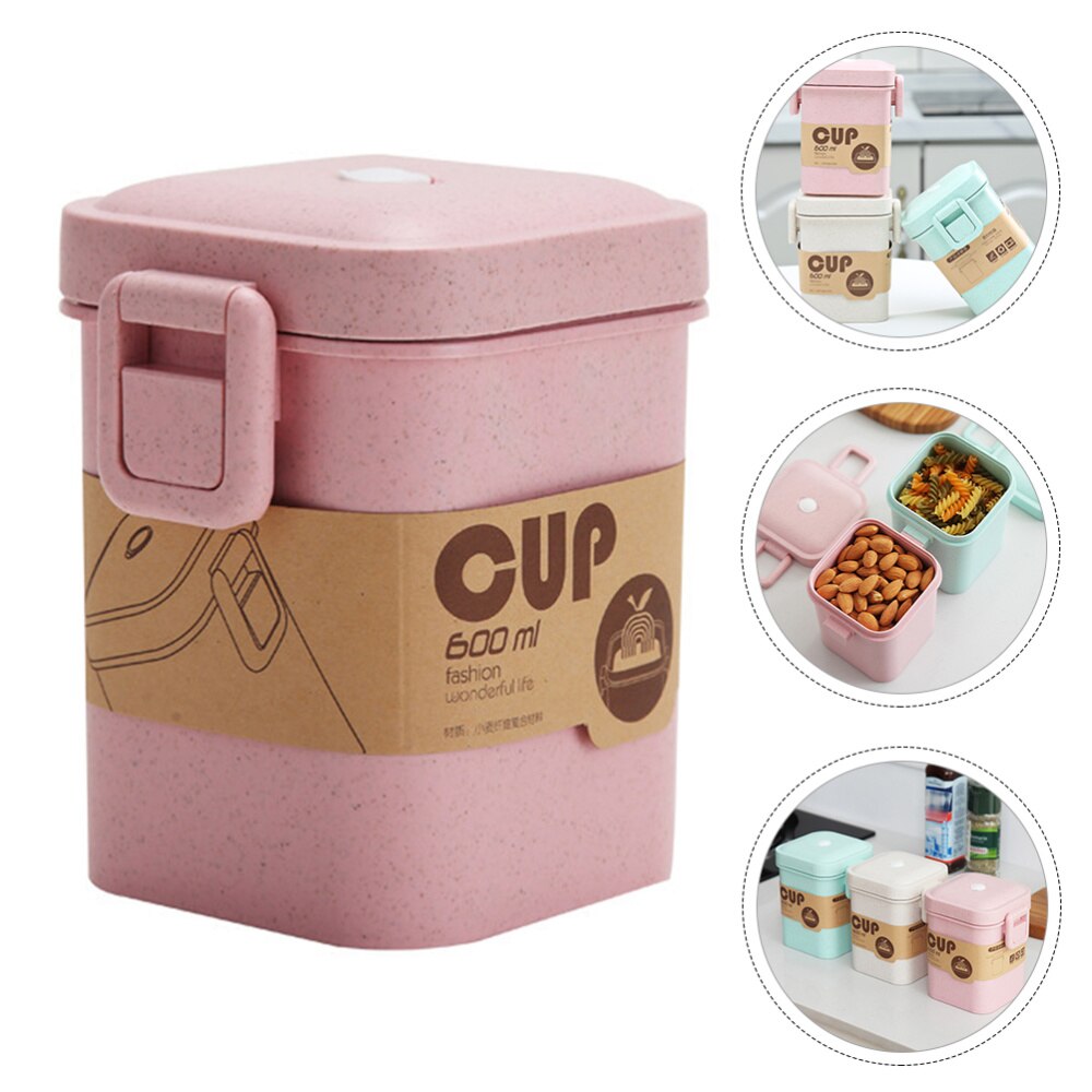 Breakfast Storage Cup Soup Porridge Holder Microwavable Heating Food Container: Pink
