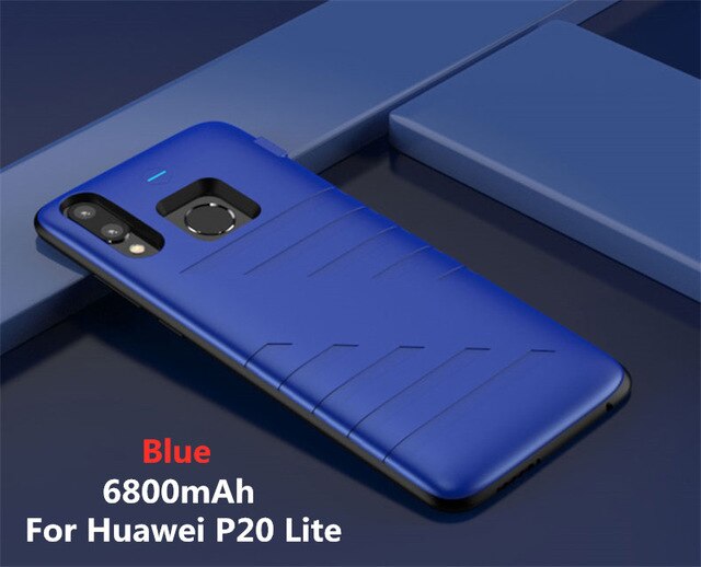 Externe Power Bank Batterij Oplader Gevallen Voor Huawei P20 Lite Batterij Case Draagbare Batterij Opladen Case Voor Huawei P20 Lite: Blue
