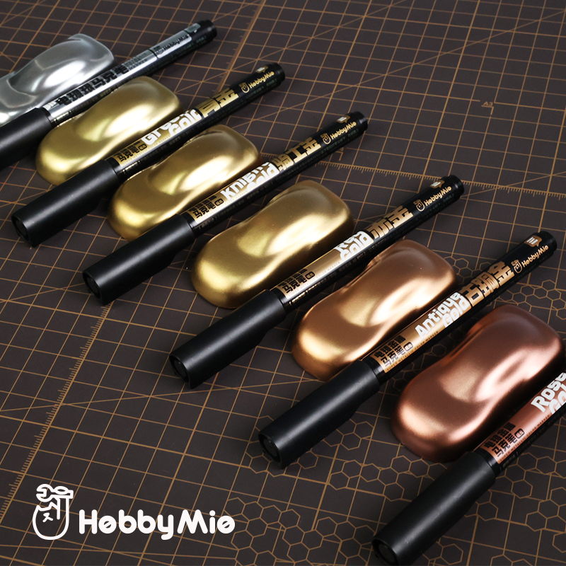 Marcador de Color de Metal galvanizado Hobby Mio, efecto espejo pintado a mano para Kit de modelo de Metal de resina plástica, marcadores aceitosos de modelado