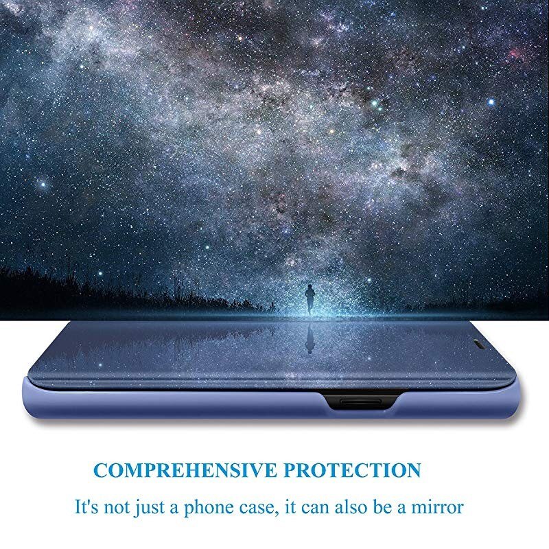 aurore per Realme C15 Cassa Del Supporto Del Basamento di Vibrazione Dello Specchio vista Cassa Del Telefono per Realme C15 Antiurto Specchio vista Della Copertura