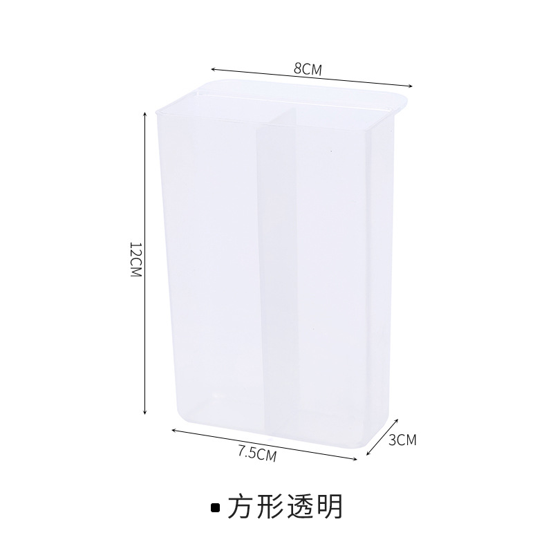 Stick On Desktop Stationery Pencil Holder Pen Case Adhesive Desktop Organizer Container Pen Storage Holder for Office Decor: transparent 03