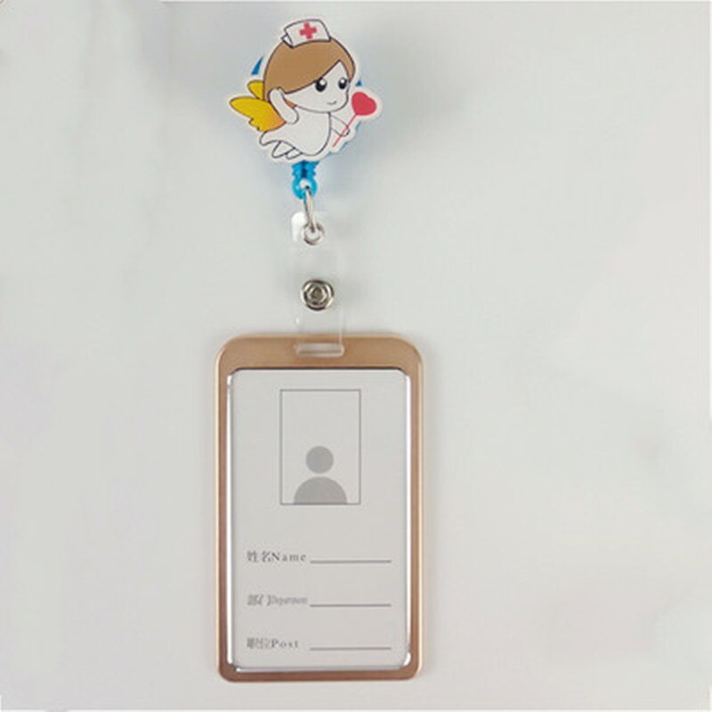 Aluminum Badge Holder Business Work Card With ABS Retractable Badge Reel ID Card Holder Nurse Accessories: NO.4