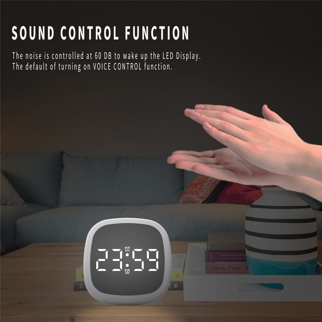 Digital Alarm Clock LED Display Pocket Silicone Intelligent voice control portable travel outdoor Desk Clock