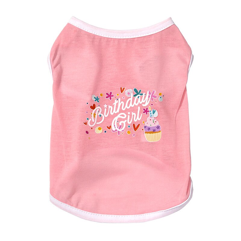 Verjaardag Jongen/Meisje Print Hond Kleding Zomer Katoen Huisdieren Honden Kleding Voor Kleine Honden Chihuahua Puppy Kat Vest Huisdier kostuum Yorkie: Roze / XS