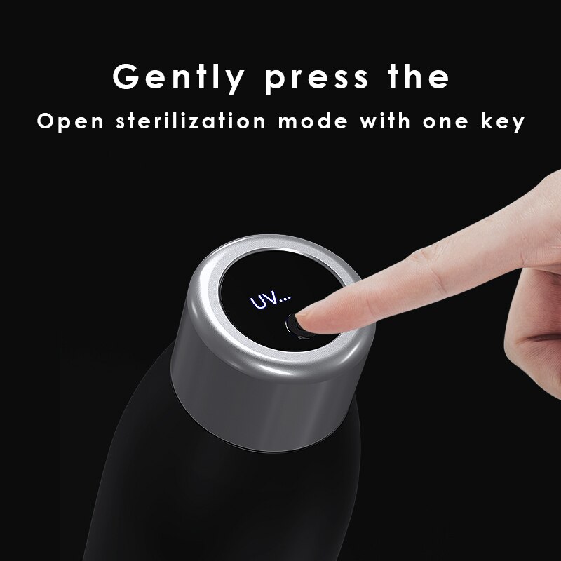 UV Disinfection Sterilizer Vacuum Water Bottle Cold Stainless Steel Thermos Thermocup Insulated Sterilizer cup bottle