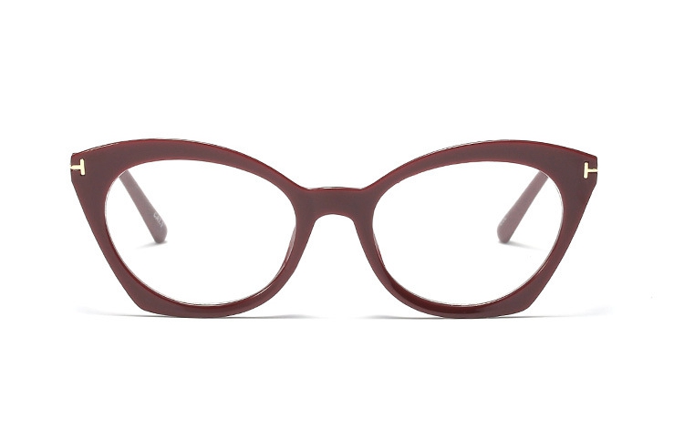 Cat Eye Glasses Frames Men Women Optical Computer Glasses 45761: C1 Red clear