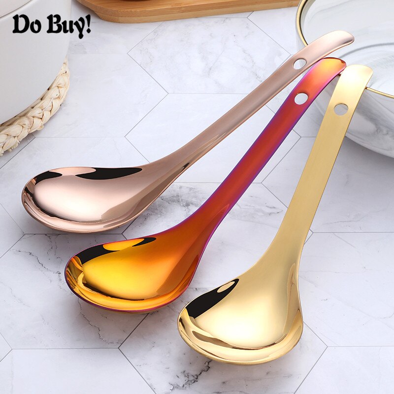 1 Pcs Rijst Lepel Goud Rvs Ronde Hoofd Chinese Lepel Maaltijd Voedsel Grote Capaciteit Rijst Lepel Servies Levert