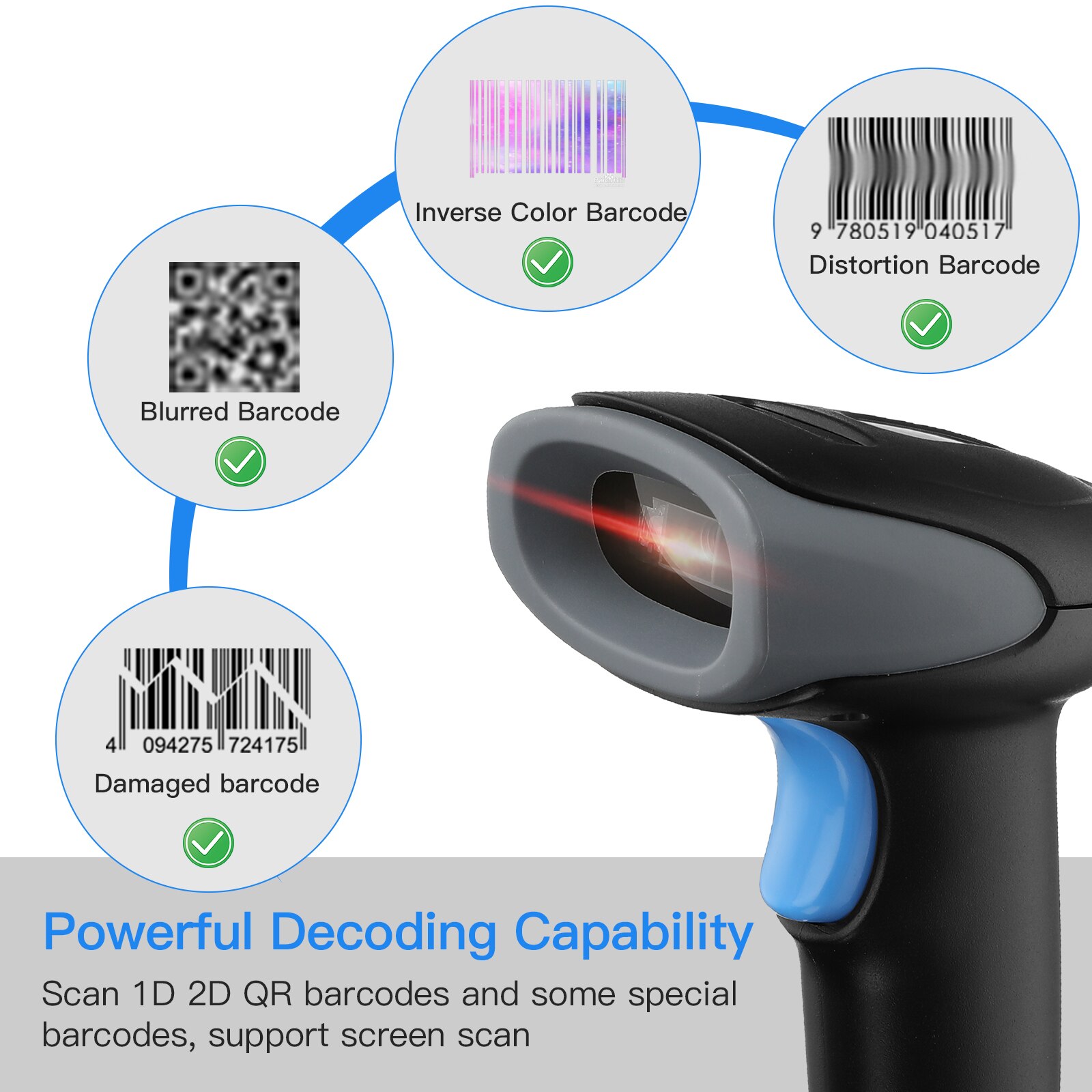 Eyoyo Wired 1D 2D QR scanner di codici a barre USB cablato palmare DataMatrix PDF417 Maxicode lettore di codici a barre scansione dello schermo per negozio