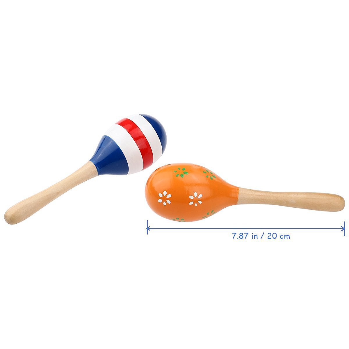 2 st 20cm barn bebis trä maracas skallra shakers musikaliska pedagogiska leksaker (slumpmässig färg)