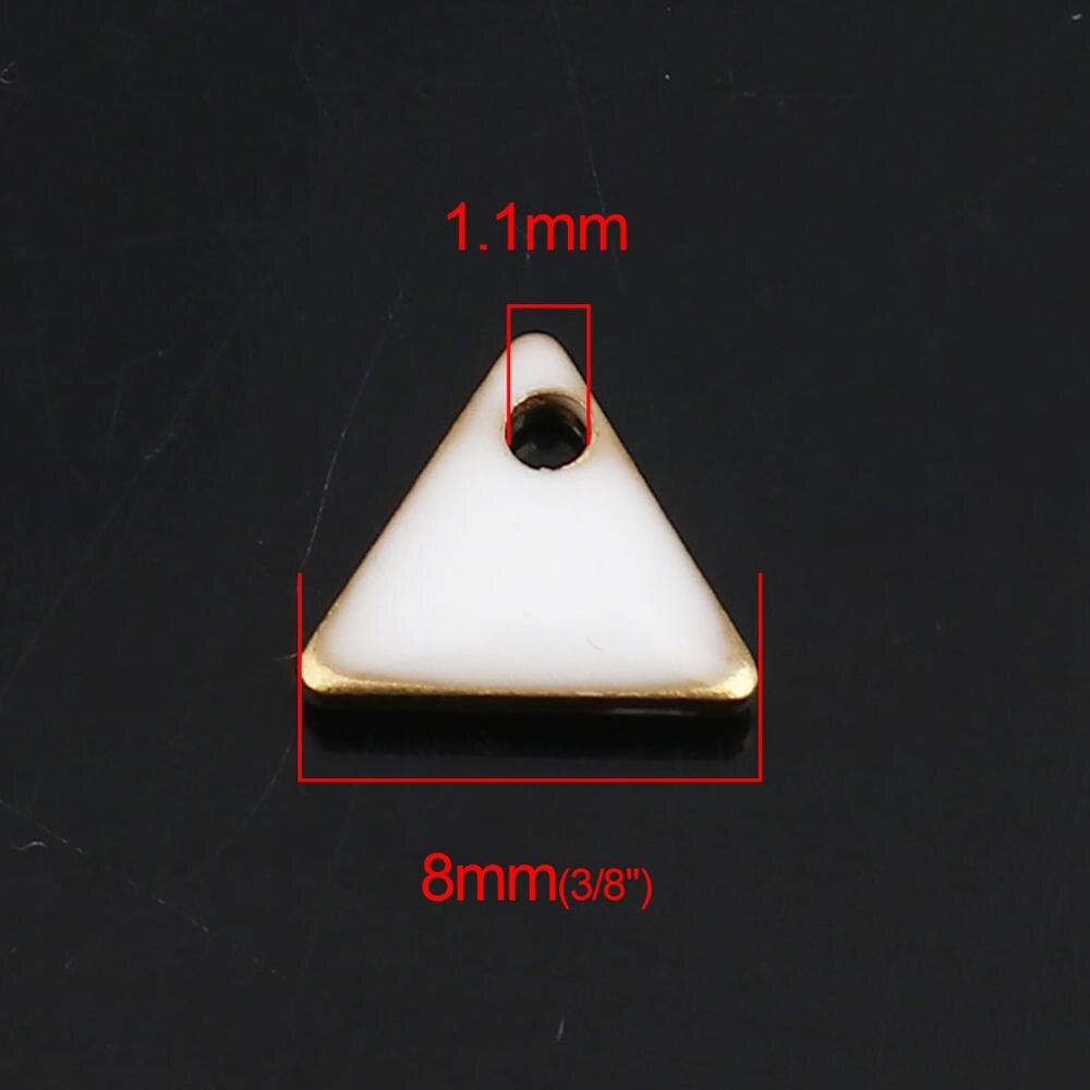 DoreenBeads Caldo di Modo di Rame Smaltato Paillettes Ciondolo Pendenti E Ciondoli Frutta Triangolo Verde di Gioielli FAI DA TE 8 millimetri x 7mm, 10 PCs: white