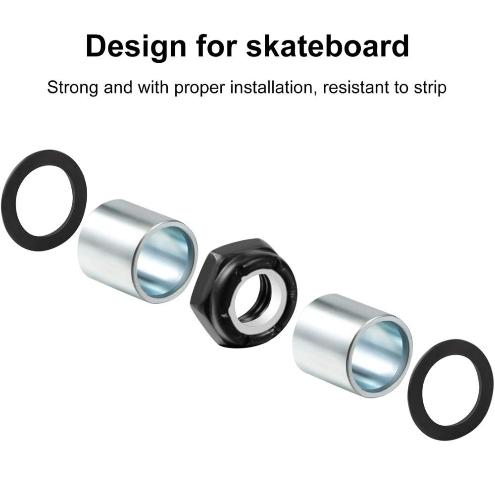 56 Pieces Skateboard Truck Hardware Kit Includes 8 Pieces Spacers, 8 Pieces Axle Nuts and 40 Pieces Speed Rings for Skateboard a