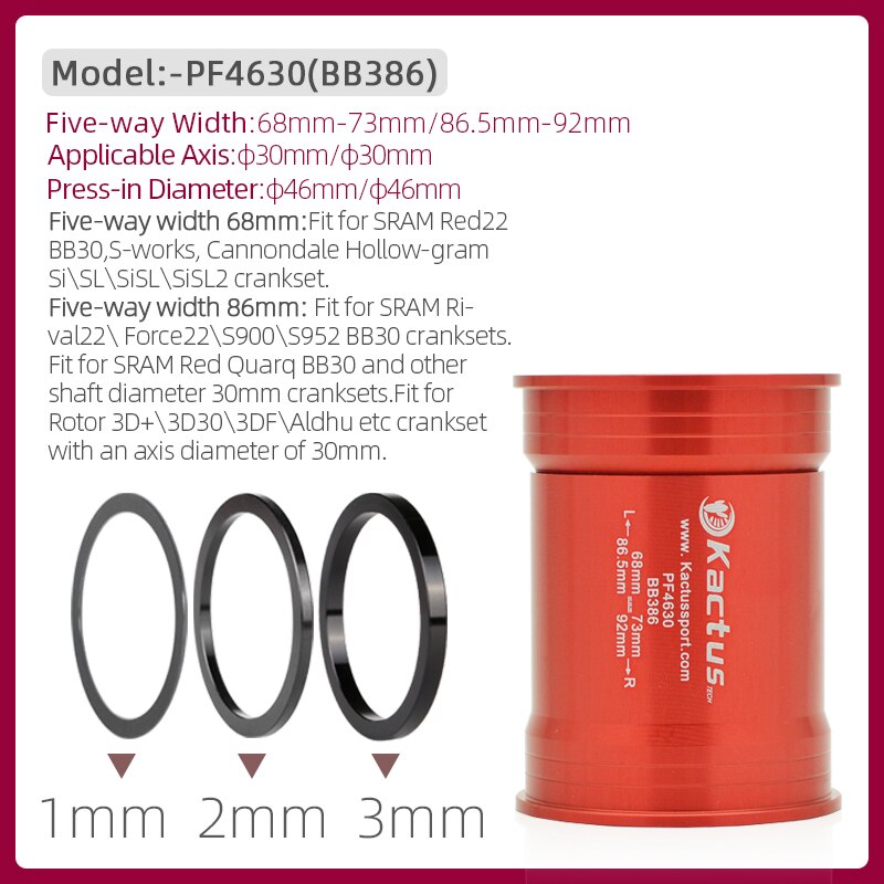 Movimento centrale della bicicletta movimento centrale 30mm albero cuscinetto ceramico parti della bicicletta PF30/PF4130/BB30/BSA30/T47 per bici da strada MTB: PF4630(BB386) RED